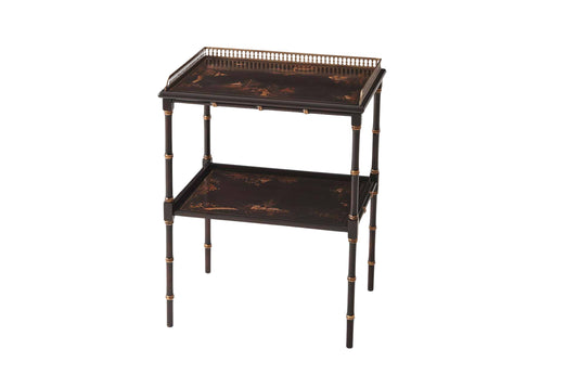 Chinoiserie Two-Tier Lacquered Tray Table