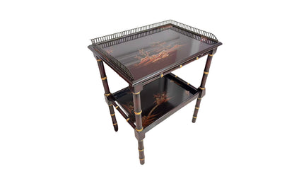 Chinoiserie Two-Tier Lacquered Tray Table