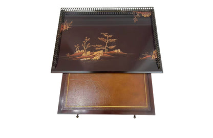 Chinoiserie Two-Tier Lacquered Tray Table