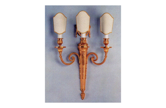 Louis XVI Gilt Bronze Triple-Arm Wall Sconce — Ivory Shades